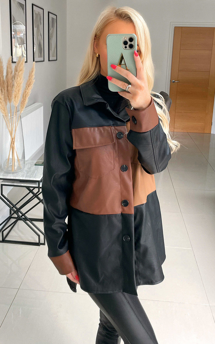 Louise Faux Leather Button Down Shirt Thumbnail Louise Faux Leather Button Down Shirt Thumbnail