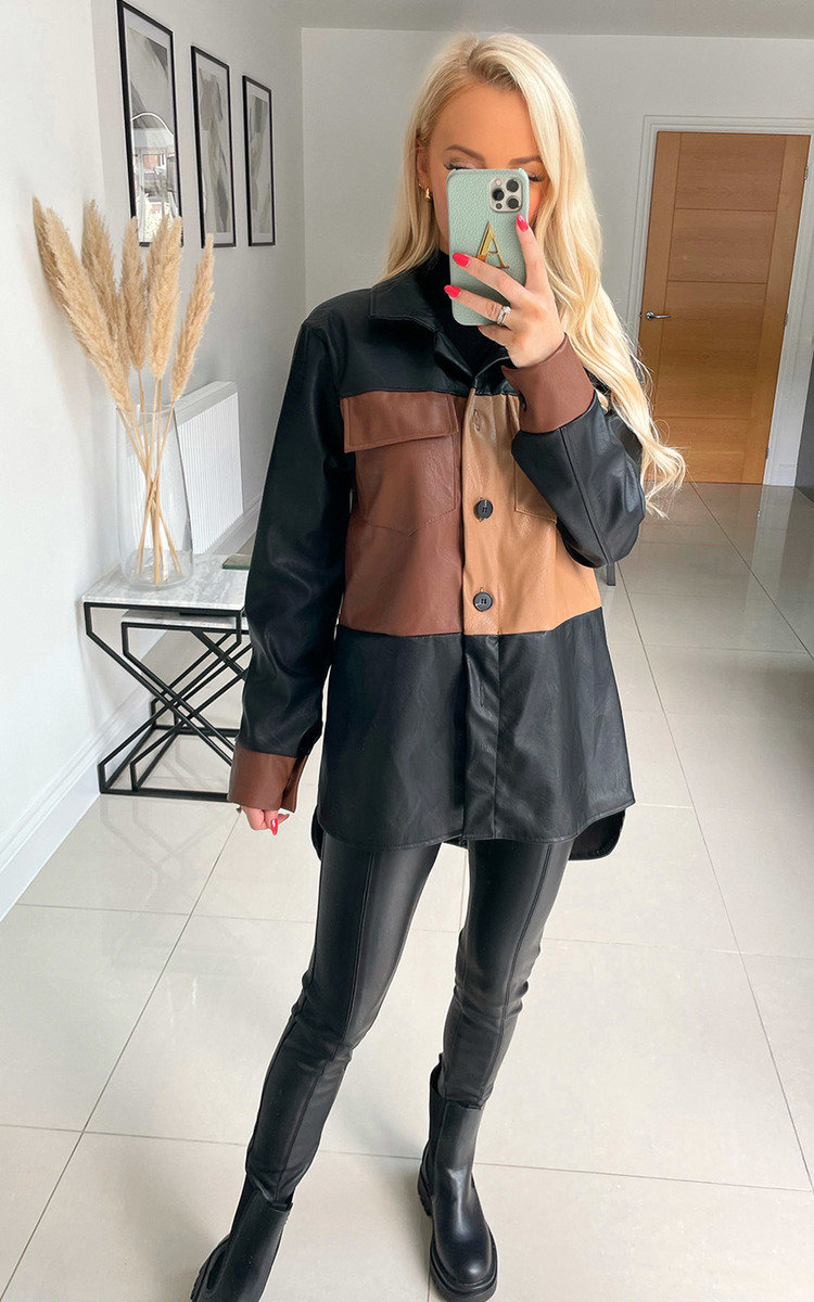 Louise Faux Leather Button Down Shirt Thumbnail Louise Faux Leather Button Down Shirt Thumbnail