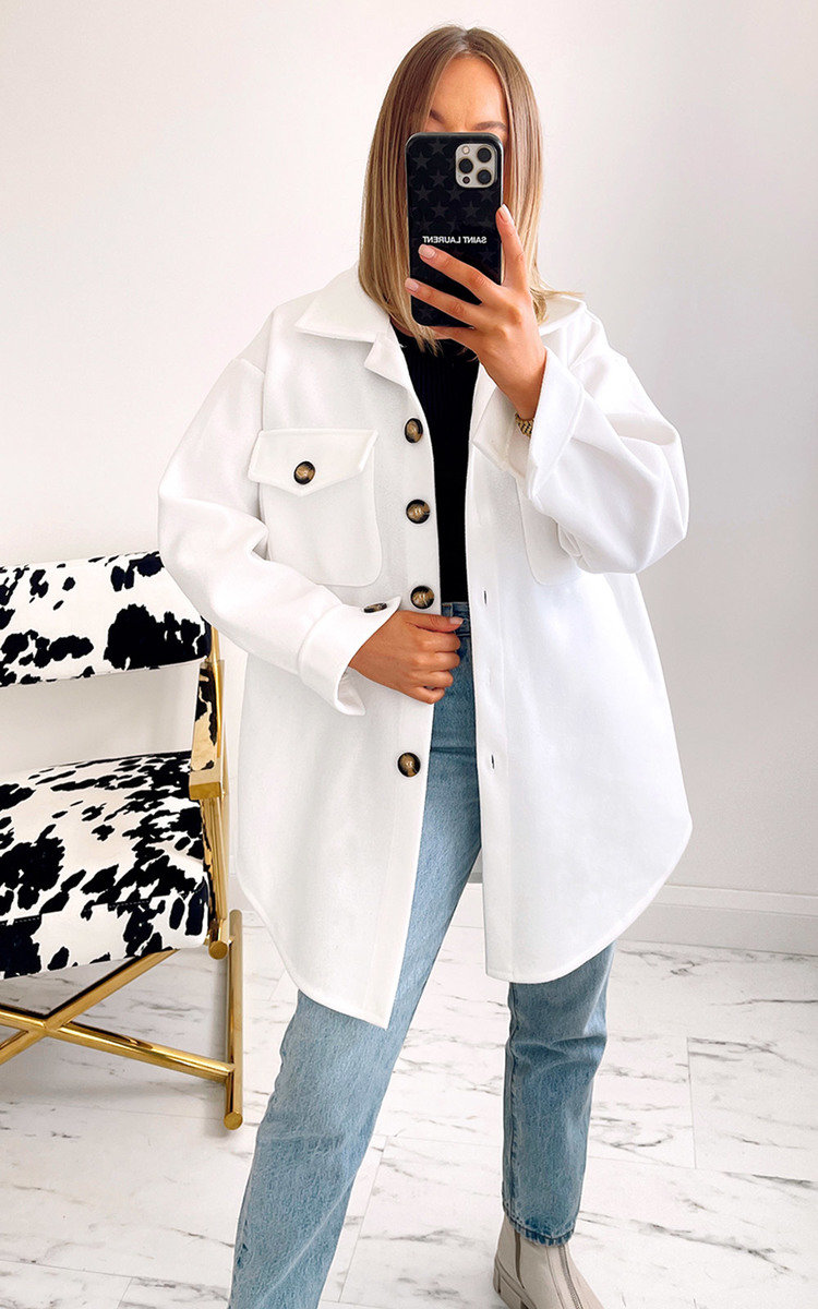 Lucie Button Down Jacket with Pocket Detail Thumbnail Lucie Button Down Jacket with Pocket Detail Thumbnail