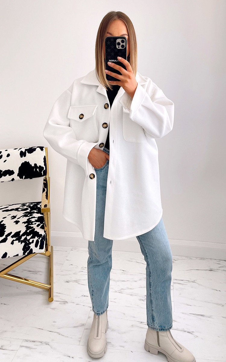 Lucie Button Down Jacket with Pocket Detail Thumbnail Lucie Button Down Jacket with Pocket Detail Thumbnail