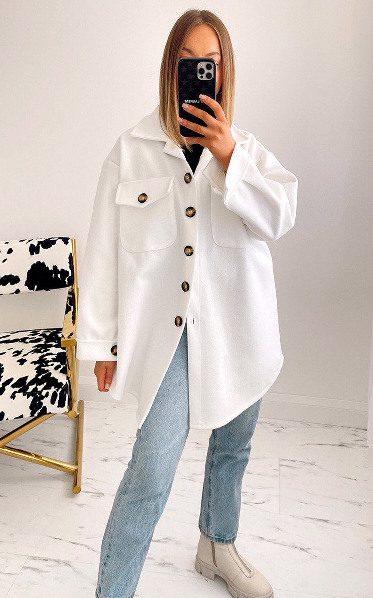 Lucie Button Down Jacket with Pocket Detail Thumbnail Lucie Button Down Jacket with Pocket Detail Thumbnail
