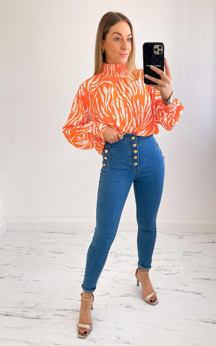 Lucie High Waisted Button Down Jeans Thumbnail