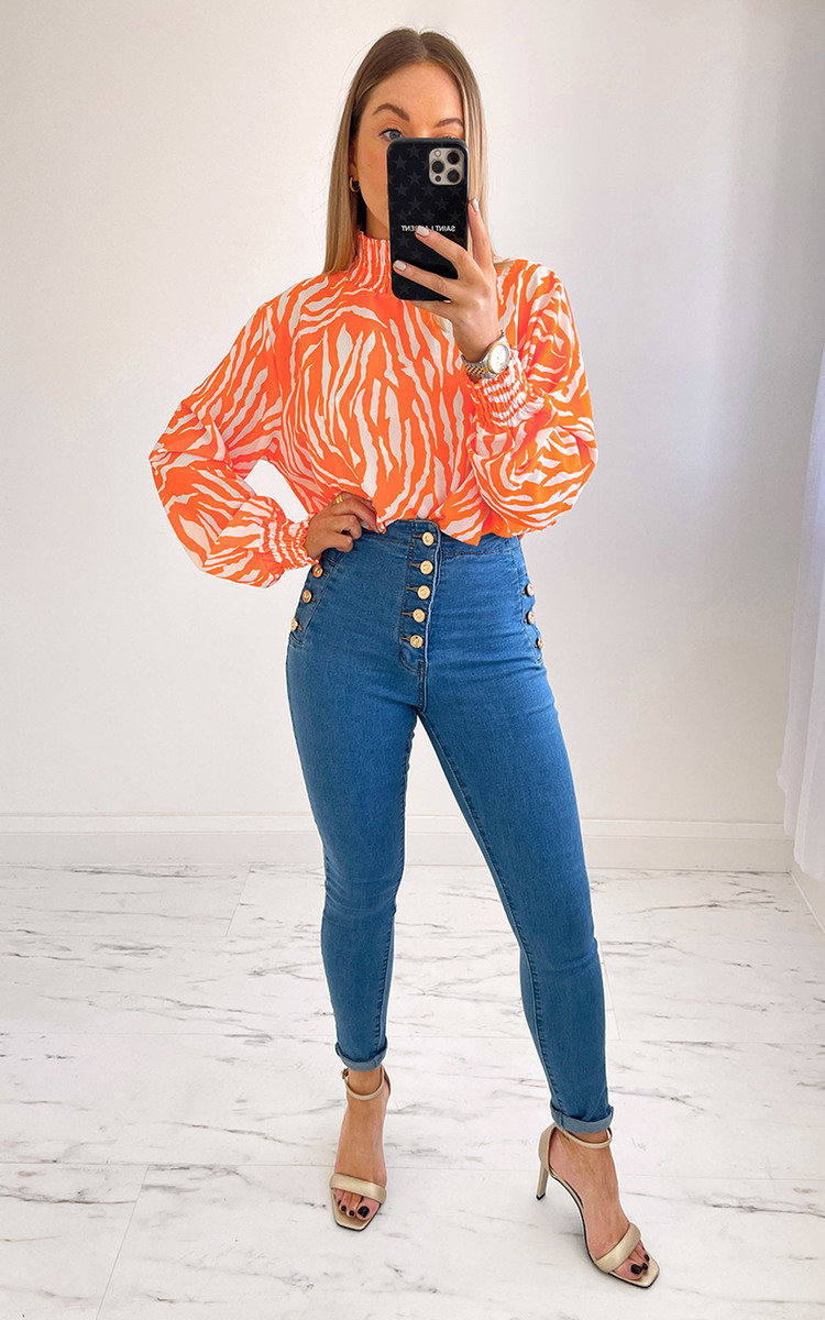 Lucie High Waisted Button Down Jeans Thumbnail