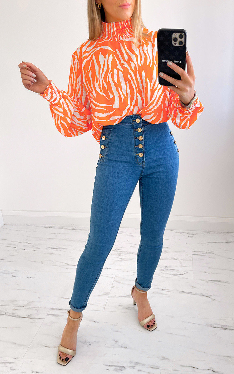 Lucie High Waisted Button Down Jeans