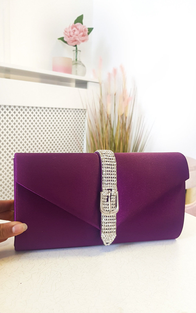 Lucy Satin Diamante Embellished Clutch Bag Thumbnail Lucy Satin Diamante Embellished Clutch Bag Thumbnail