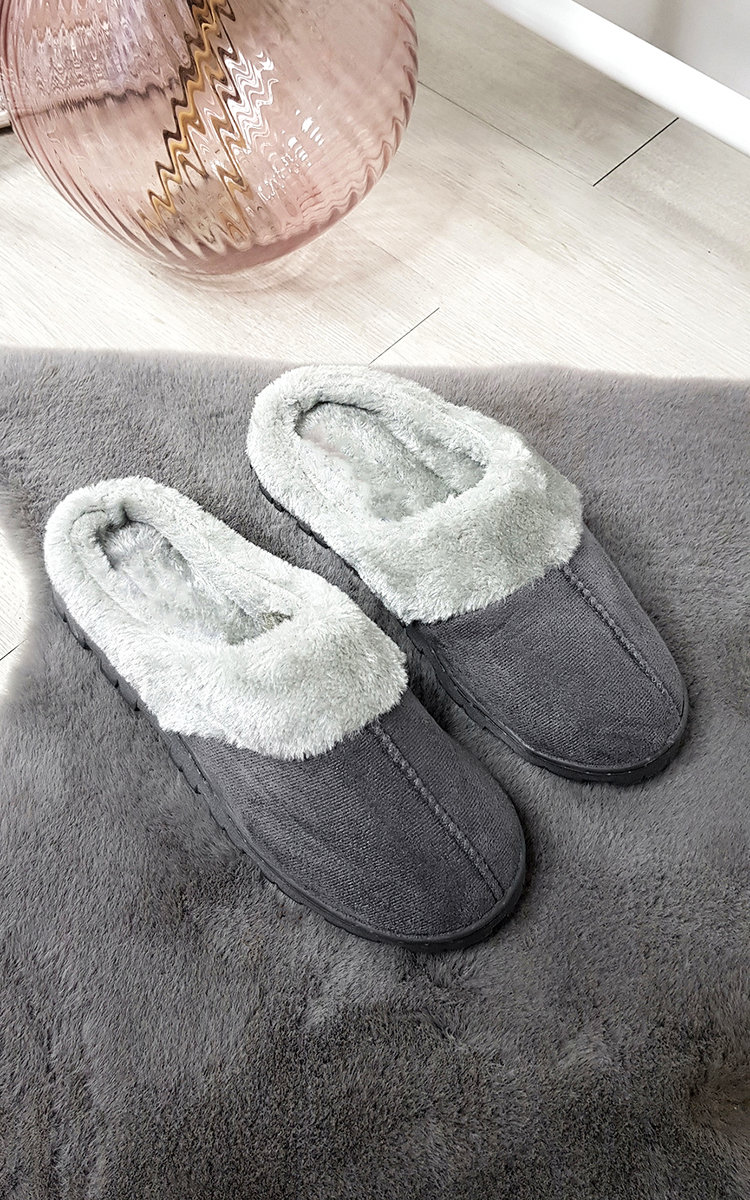 Lucy Slip on Slippers with Faux Fur Lining Thumbnail Lucy Slip on Slippers with Faux Fur Lining Thumbnail
