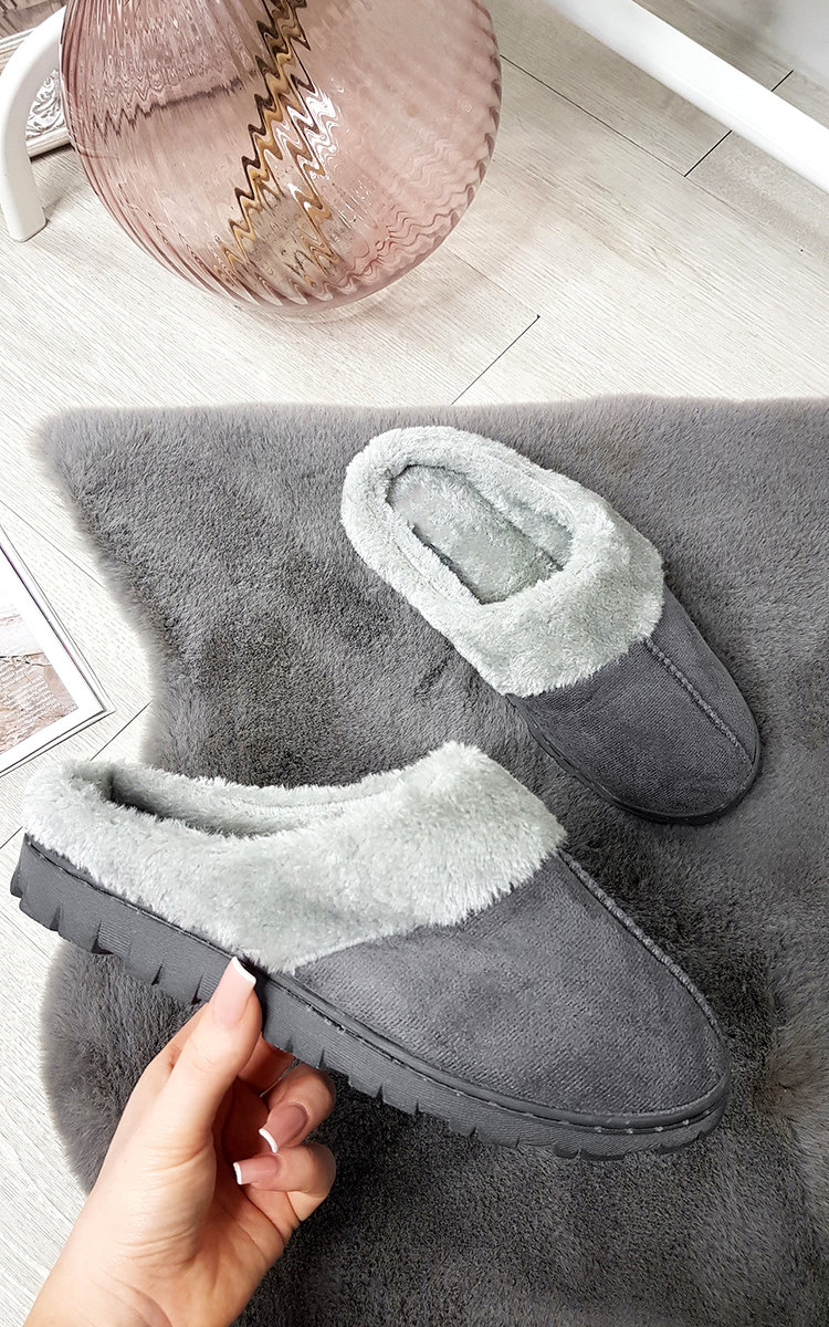 Lucy Slip on Slippers with Faux Fur Lining