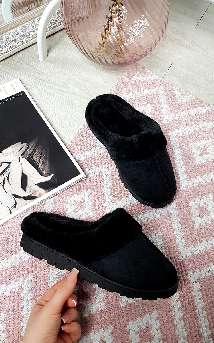 Lucy Slip on Slippers with Faux Fur Lining Lucy Slip on Slippers with Faux Fur Lining