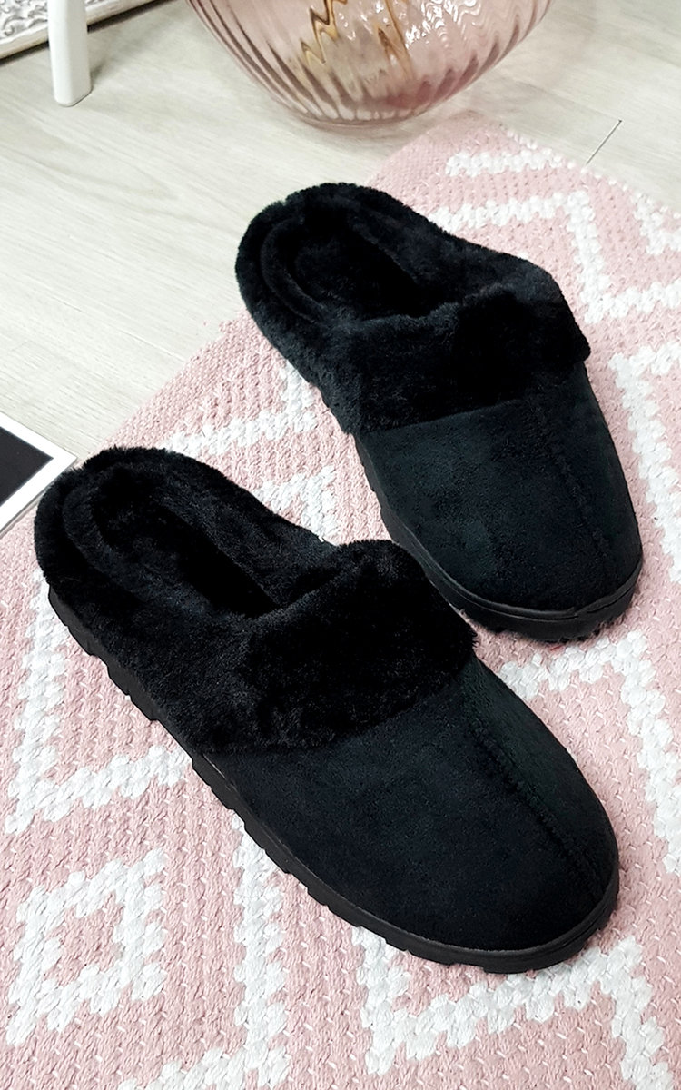 Lucy Slip on Slippers with Faux Fur Lining Thumbnail Lucy Slip on Slippers with Faux Fur Lining Thumbnail