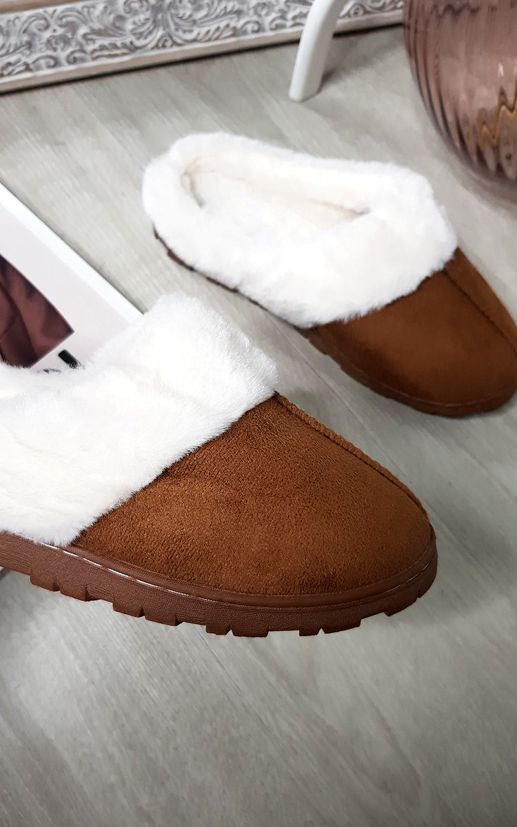 Lucy Slip on Slippers with Faux Fur Lining Thumbnail Lucy Slip on Slippers with Faux Fur Lining Thumbnail