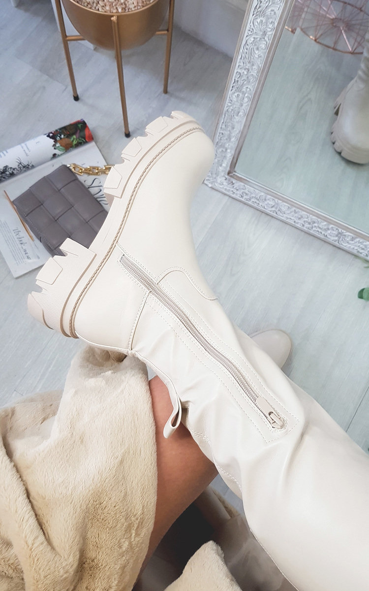 Luna Faux Leather Over The Knee Chunky Boots Thumbnail Luna Faux Leather Over The Knee Chunky Boots Thumbnail