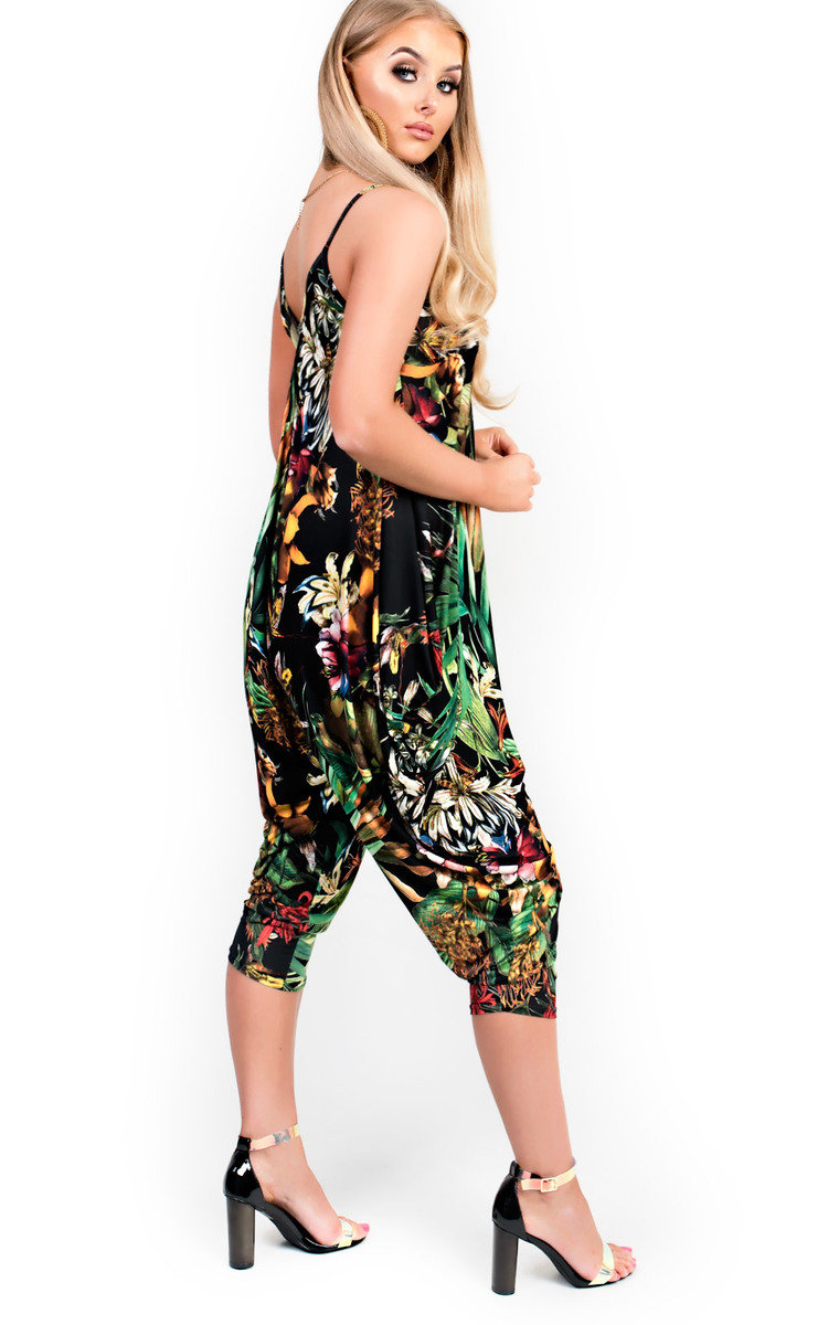 Lyla Harem Stretch Tropical Jumpsuit Thumbnail Lyla Harem Stretch Tropical Jumpsuit Thumbnail