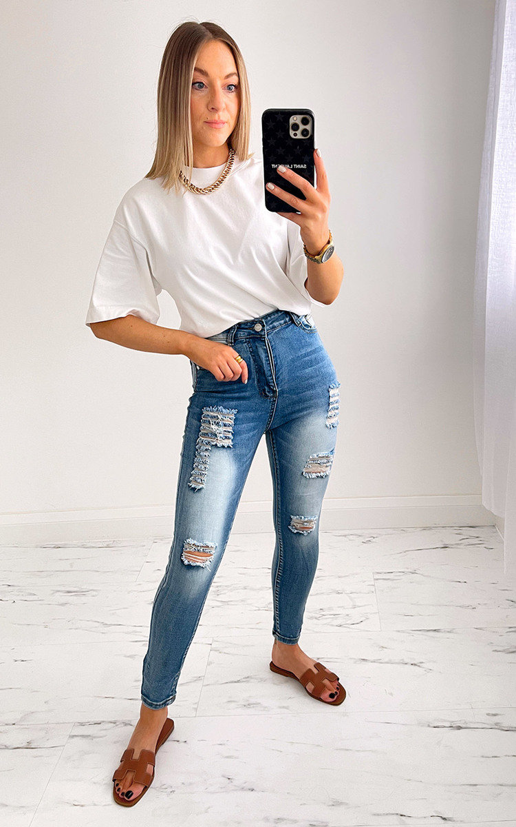 Lyla High Waisted Skinny Jeans with Ripped Detail Lyla High Waisted Skinny Jeans with Ripped Detail