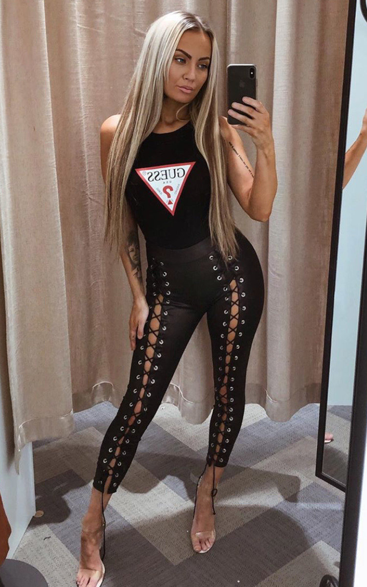 Mabel Wetlook Corset Leggings in Black