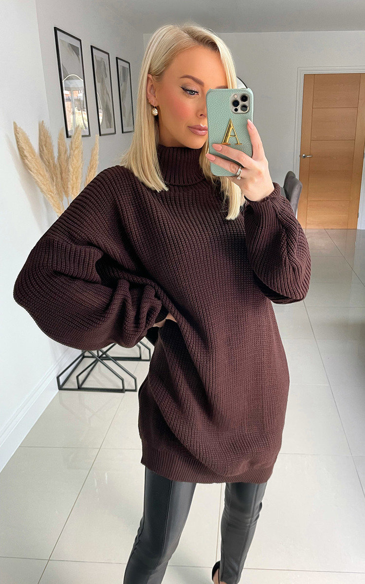 Macey High Neck Knitted Jumper Dress Macey High Neck Knitted Jumper Dress