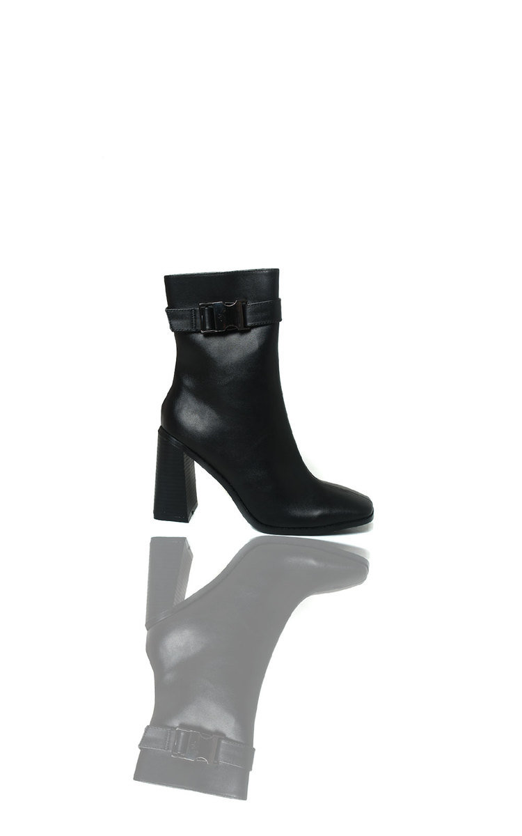 Maggie Faux Leather Buckle Heeled Boots  Thumbnail