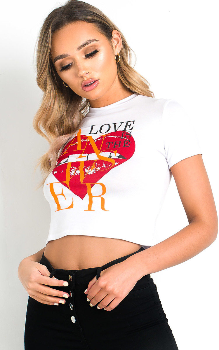 Maisie Love Slogan Crop Top Thumbnail Maisie Love Slogan Crop Top Thumbnail