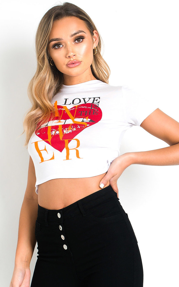 Maisie Love Slogan Crop Top Thumbnail Maisie Love Slogan Crop Top Thumbnail