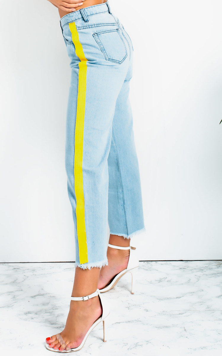 Mandy Striped Mid Rise Flared Jeans Thumbnail Mandy Striped Mid Rise Flared Jeans Thumbnail