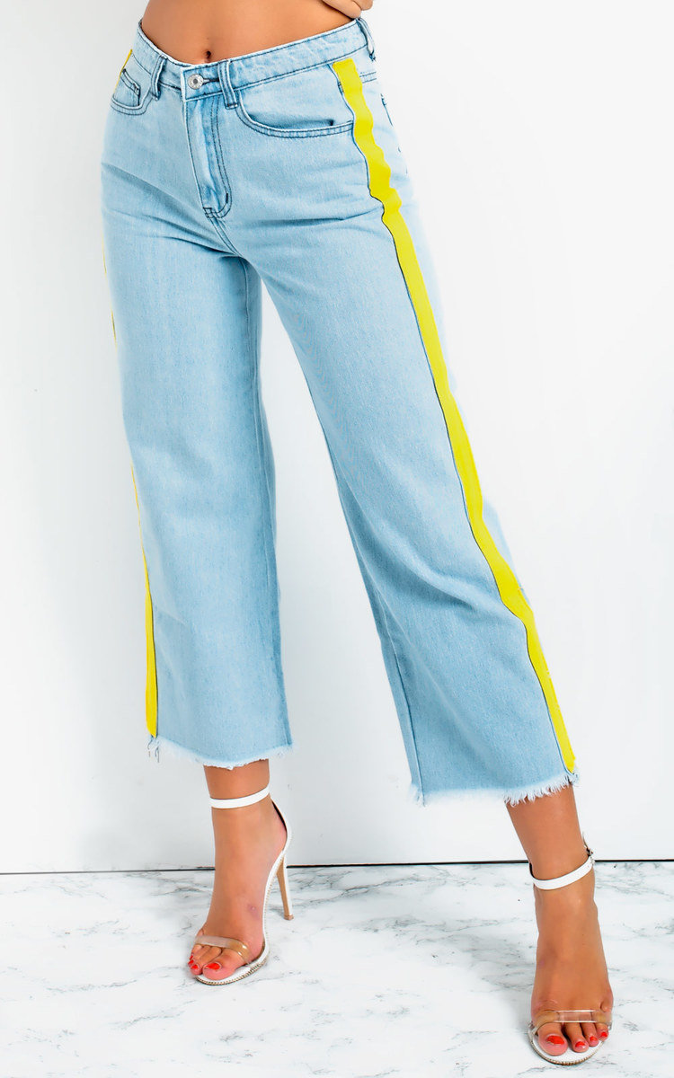 Mandy Striped Mid Rise Flared Jeans Thumbnail Mandy Striped Mid Rise Flared Jeans Thumbnail