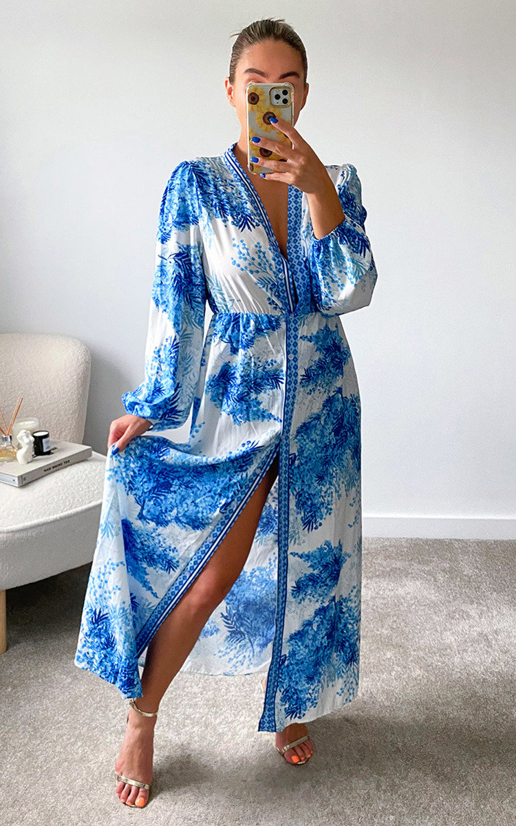 Maria Floral Button Up Maxi Dress Thumbnail