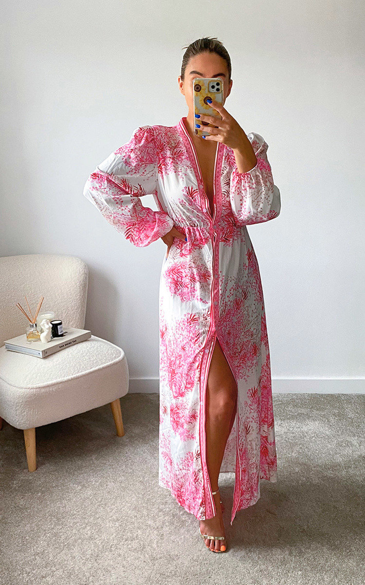 Maria Floral Button Up Maxi Dress Thumbnail