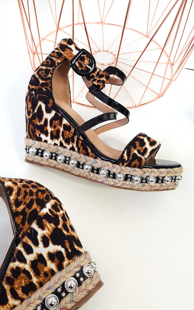 Maria Studded Crossover Wedged Heel Thumbnail Maria Studded Crossover Wedged Heel Thumbnail