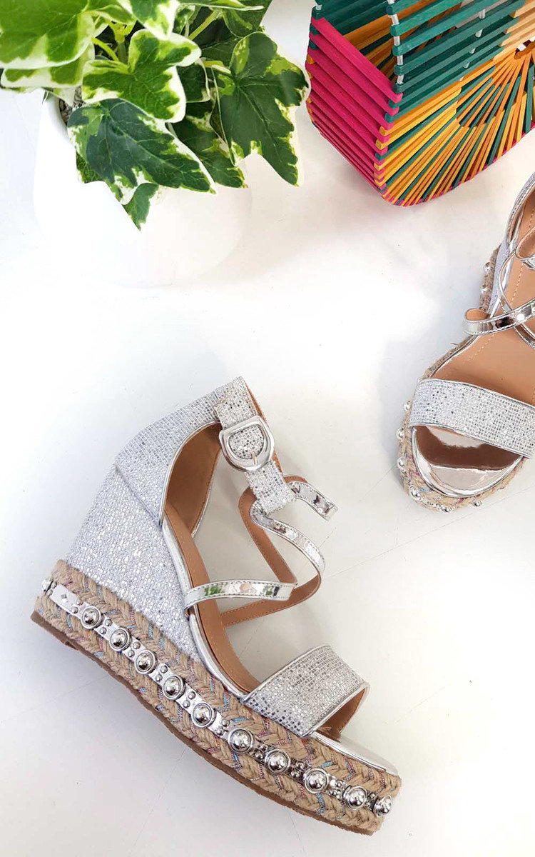 Maria Studded Crossover Wedged Heel Maria Studded Crossover Wedged Heel