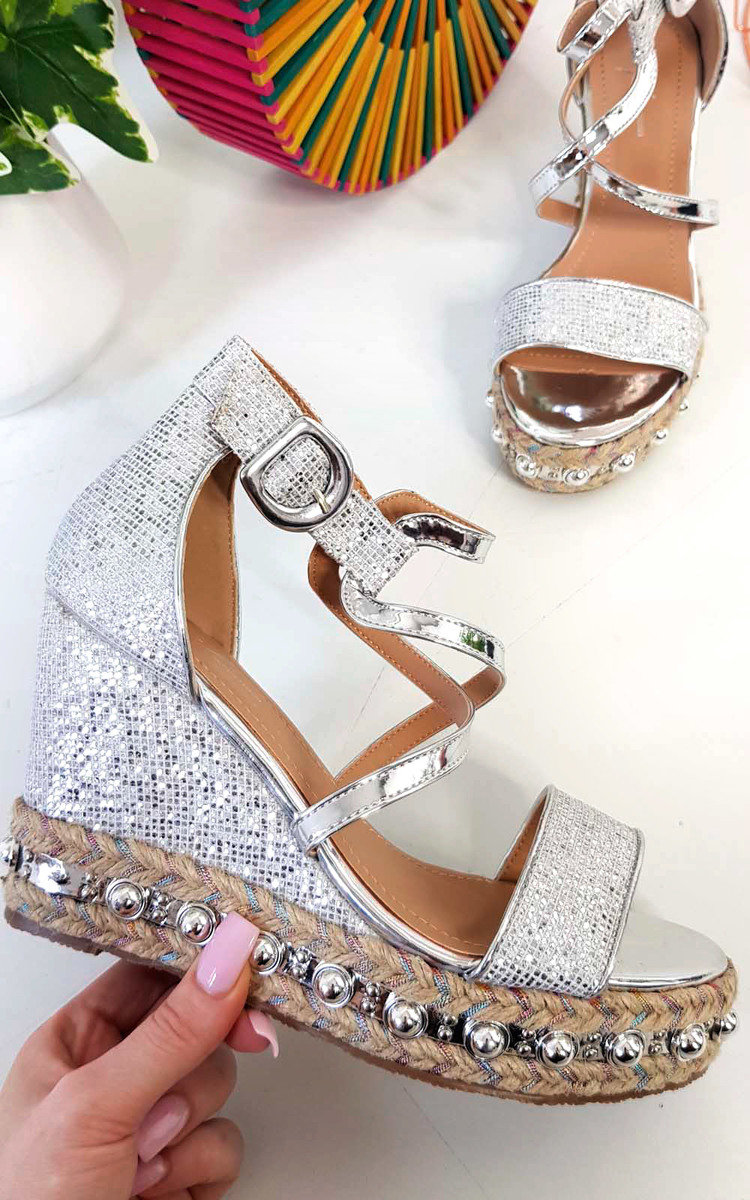 Maria Studded Crossover Wedged Heel Thumbnail