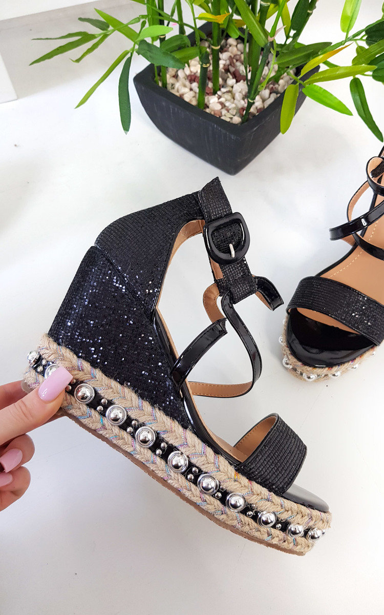 Maria Studded Crossover Wedged Heel Maria Studded Crossover Wedged Heel