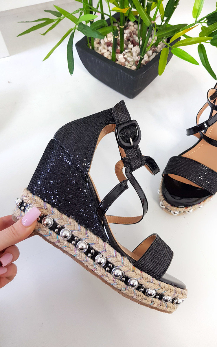 Maria Studded Crossover Wedged Heel