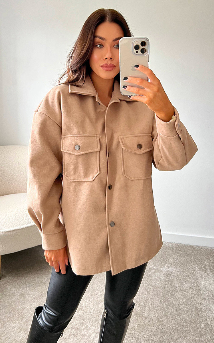 Marley Button Down Shacket with Pocket Detail Thumbnail Marley Button Down Shacket with Pocket Detail Thumbnail