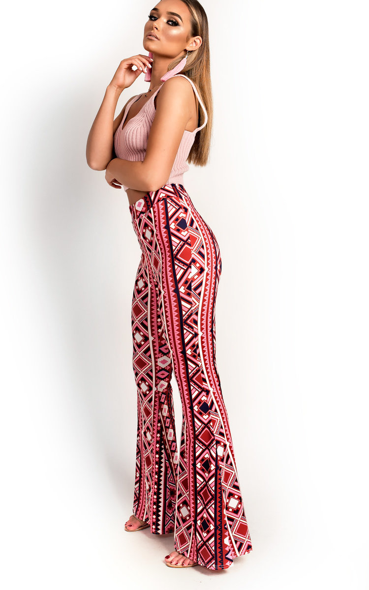 Maxi Aztec Flared Stretch Trousers  Thumbnail