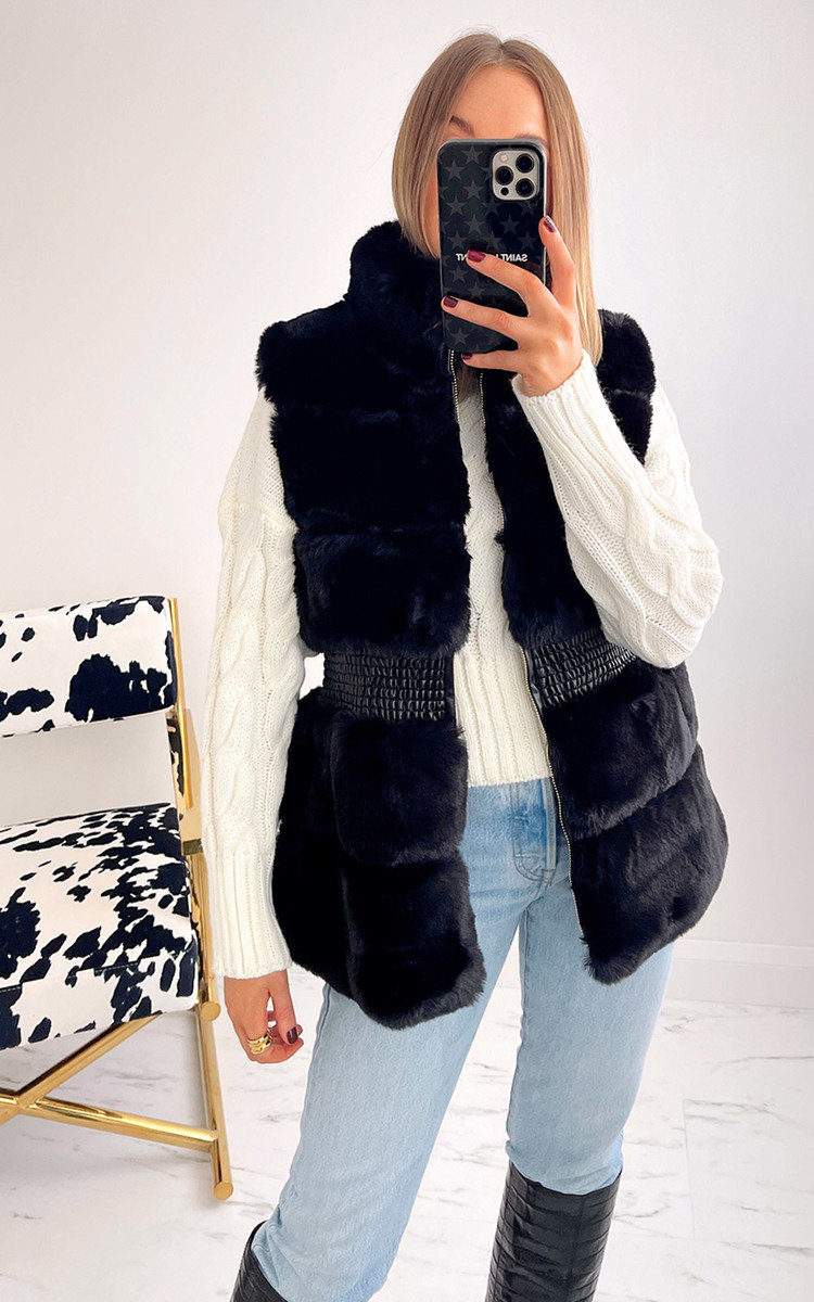 Maya Faux Fur Zip Up Gilet Thumbnail