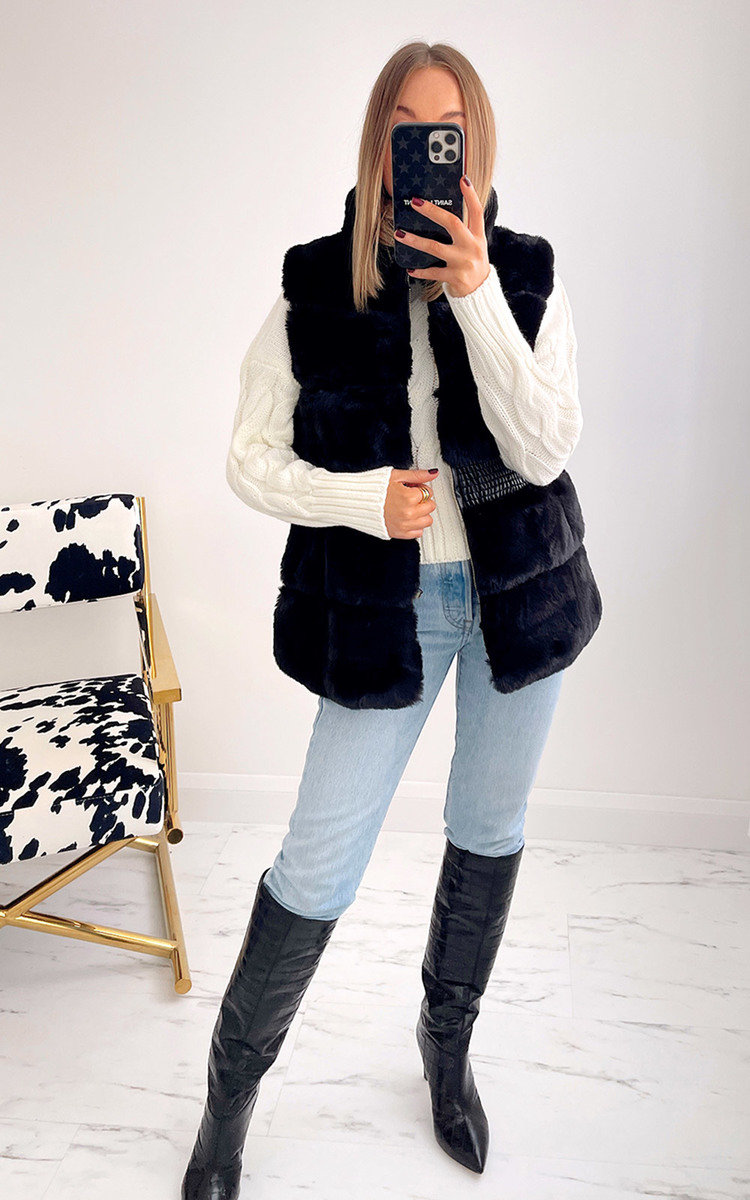 Maya Faux Fur Zip Up Gilet Thumbnail