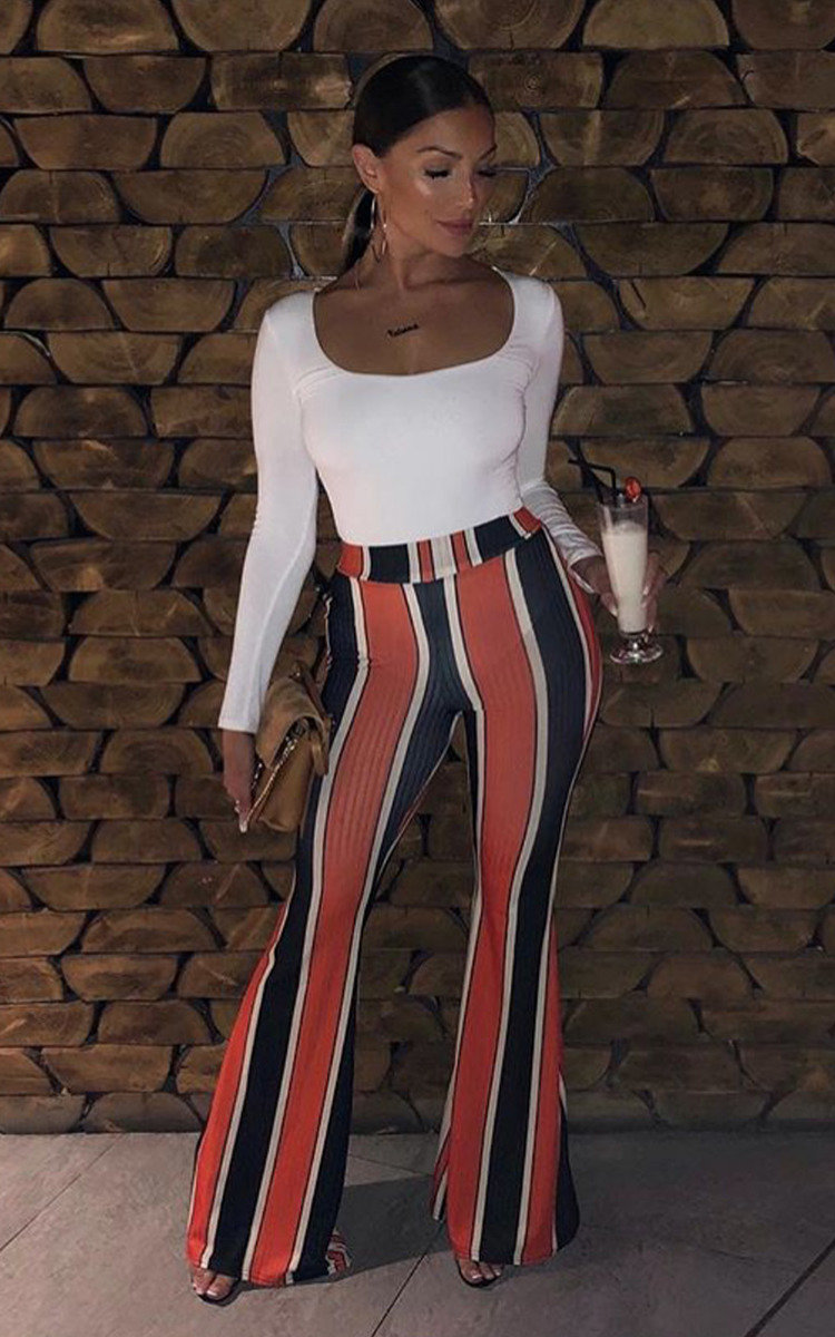 high waisted striped pants wide leg