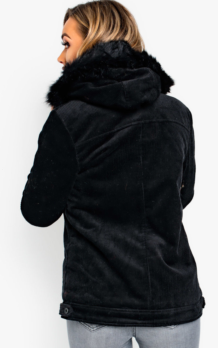 Mayne Faux Fur Hooded Cord Jacket Mayne Faux Fur Hooded Cord Jacket