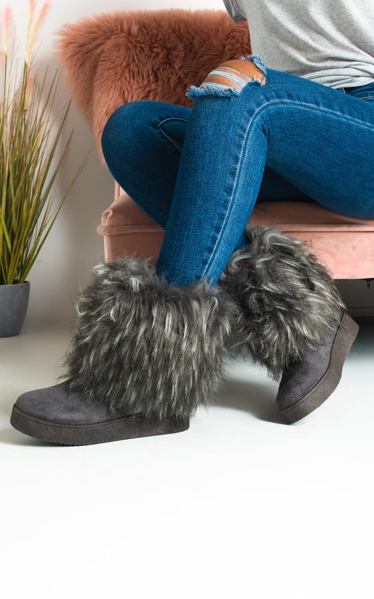 Meela Fluffy Ankle Boots Thumbnail