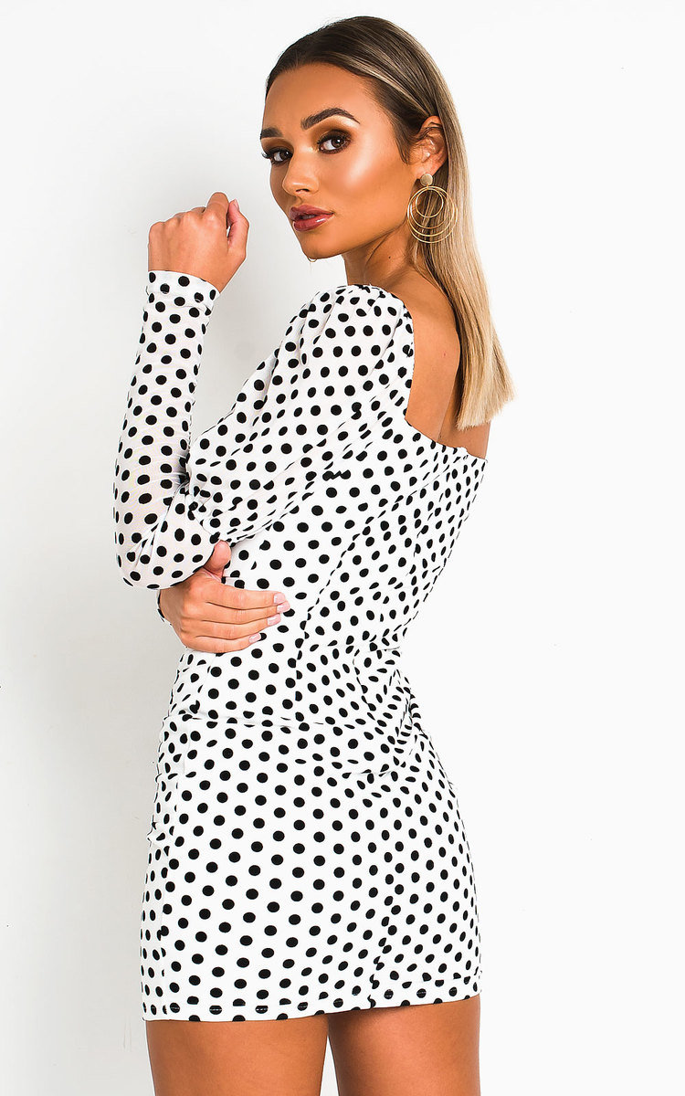 Meg Printed Mini Dress in White | ikrush