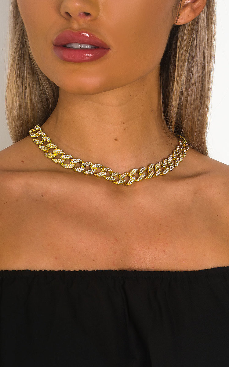 Meggie Chunky Diamante Chain Necklace  Thumbnail