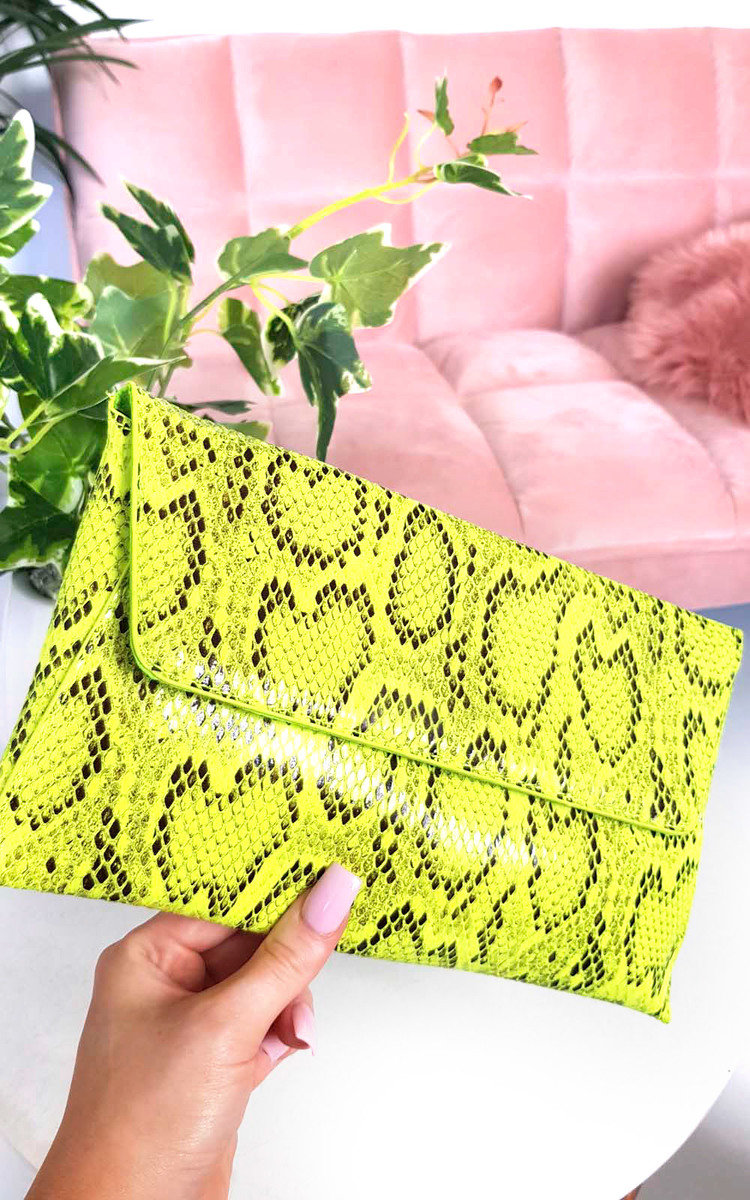 Melinda Snake Print Envelope Clutch Bag Thumbnail