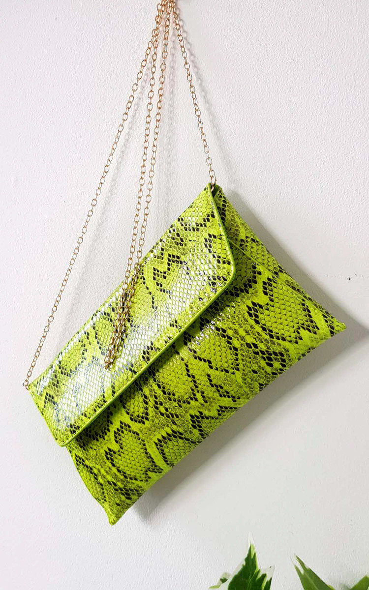 Melinda Snake Print Envelope Clutch Bag Thumbnail