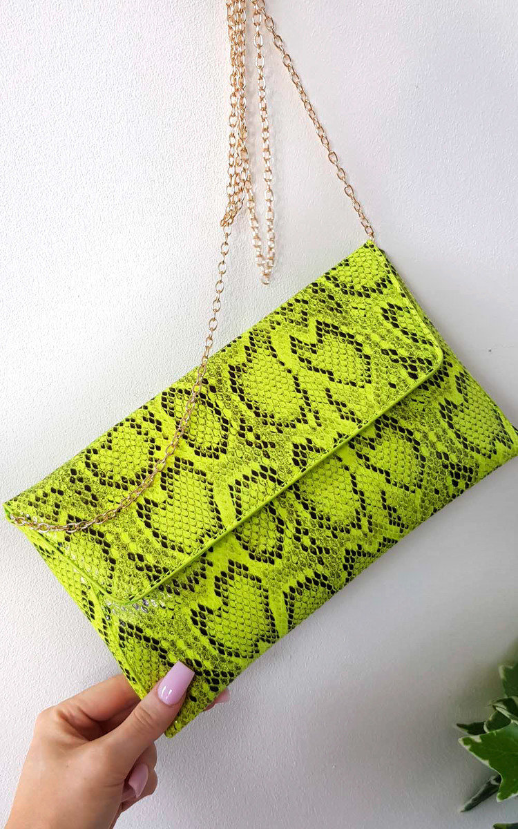 Melinda Snake Print Envelope Clutch Bag