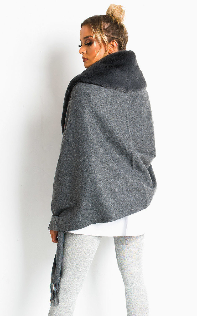Michelle Faux Fur Collar Trim Cape Thumbnail Michelle Faux Fur Collar Trim Cape Thumbnail
