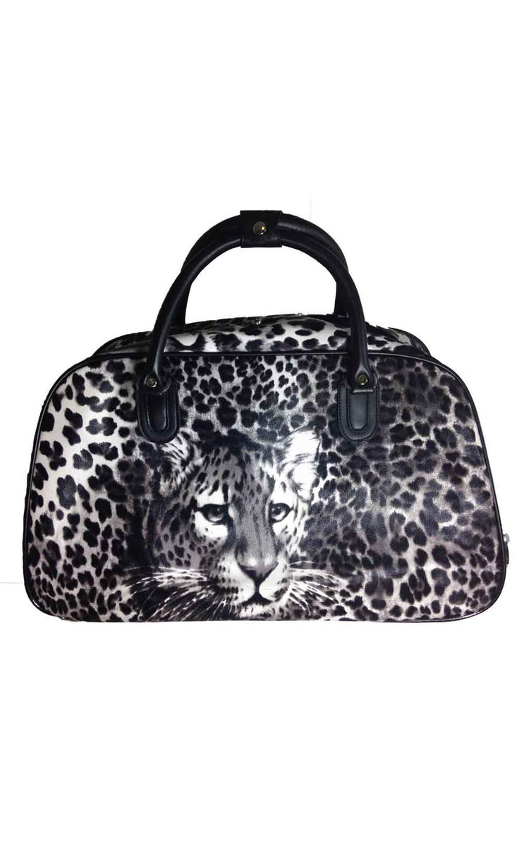 Mila Leopard Travel Trolley Bag 