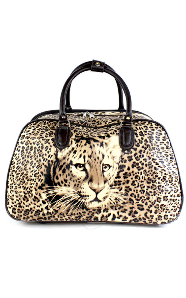 Mila Leopard Travel Trolley Bag 