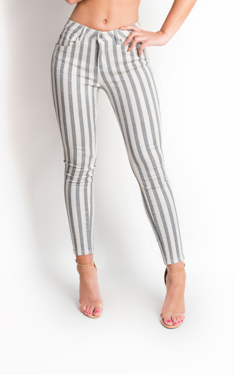 Miley Striped Mid Rise Skinny Jeans Thumbnail