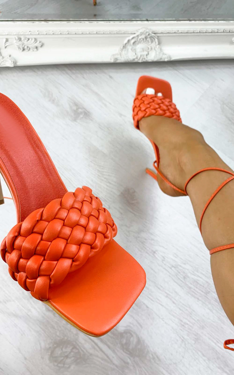 lace up orange heels