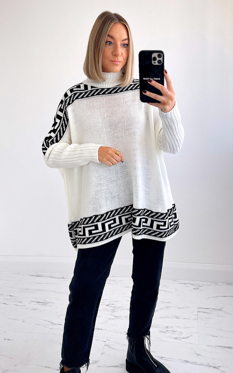 Milly High Neck Knitted Jumper with Print Detail Thumbnail Milly High Neck Knitted Jumper with Print Detail Thumbnail