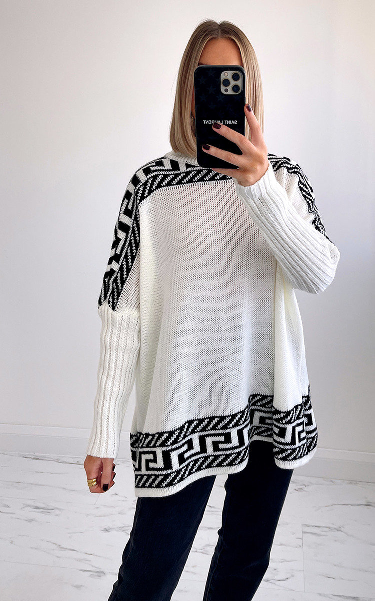 Milly High Neck Knitted Jumper with Print Detail